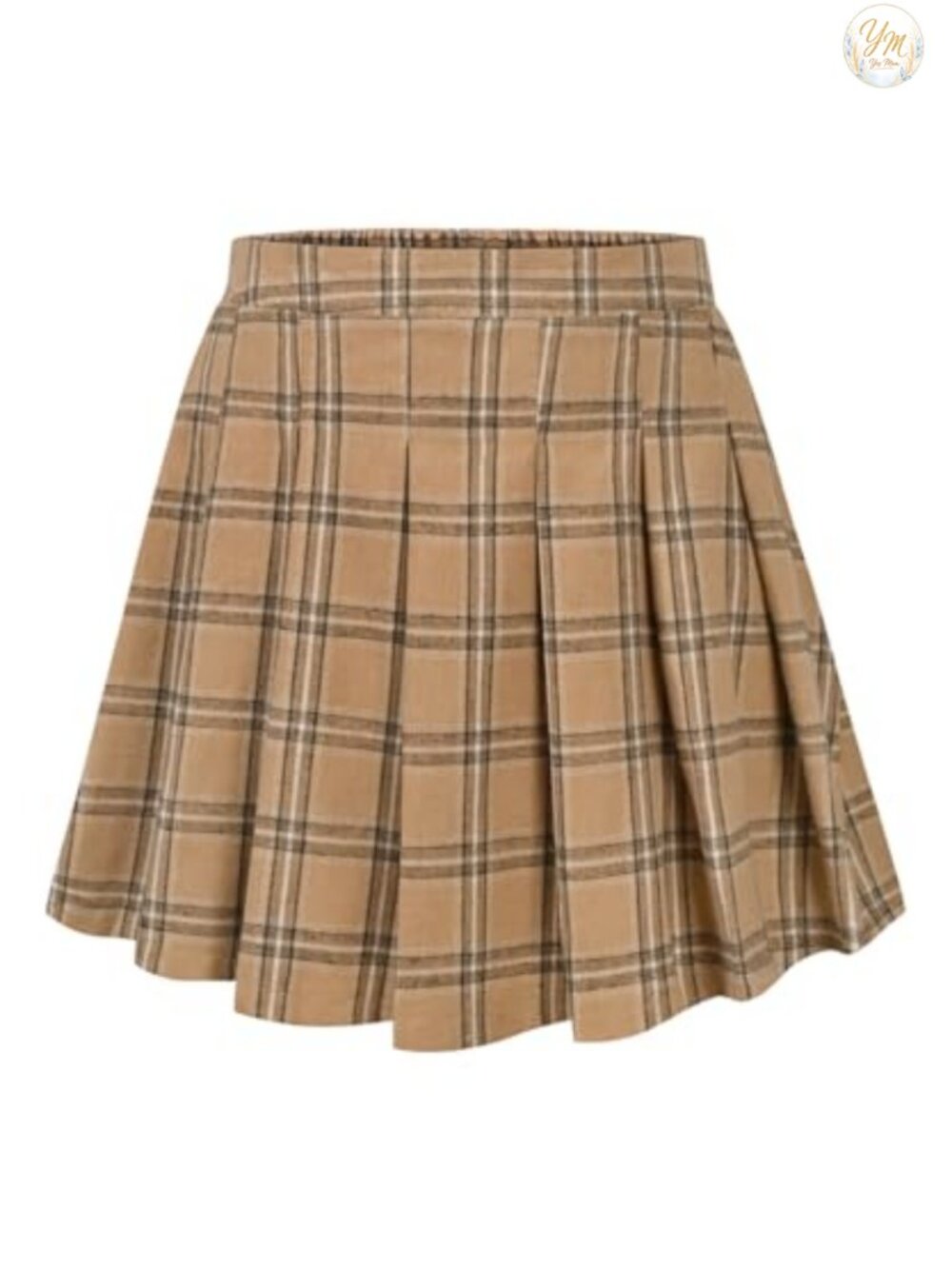 Plus Size Pleated Skater Mini Skirt Elastic Waist A-Line Button Up